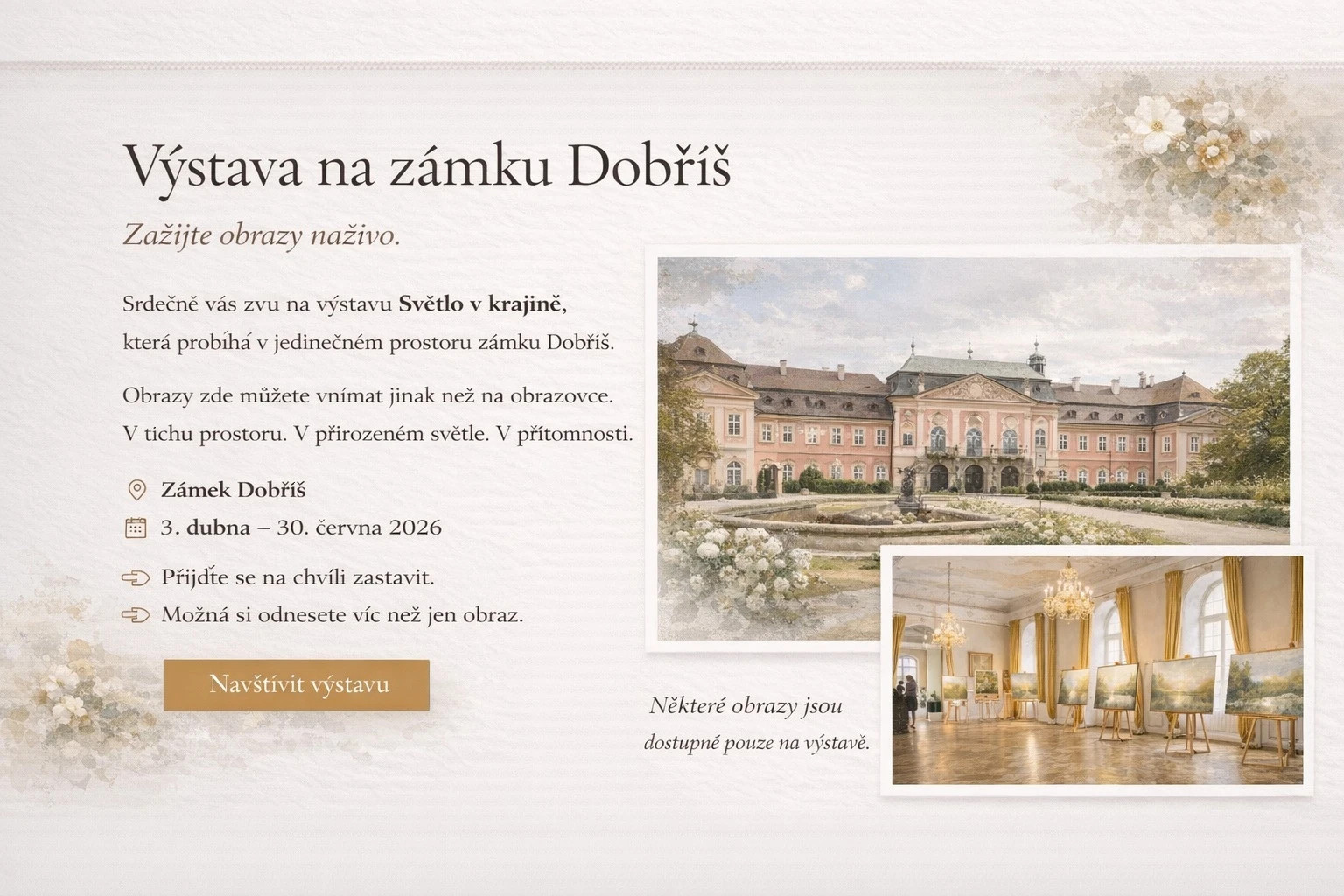 Pozvánka na zámeckou výstavu v Dobříši